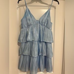 Impecable Pig Boutique Blue Ruffle Shimmer Dress!!